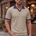 Men's Cable-Knit Contrast Collar Polo Shirt