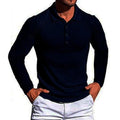 Men's Long-Sleeve Ribbed Polo Shirt