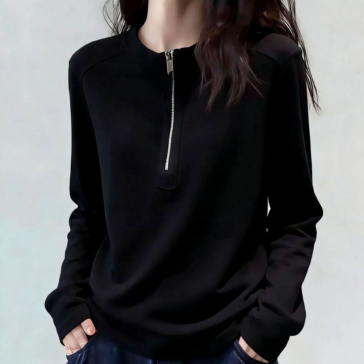 Half-Zip Long Sleeve Sweatshirt