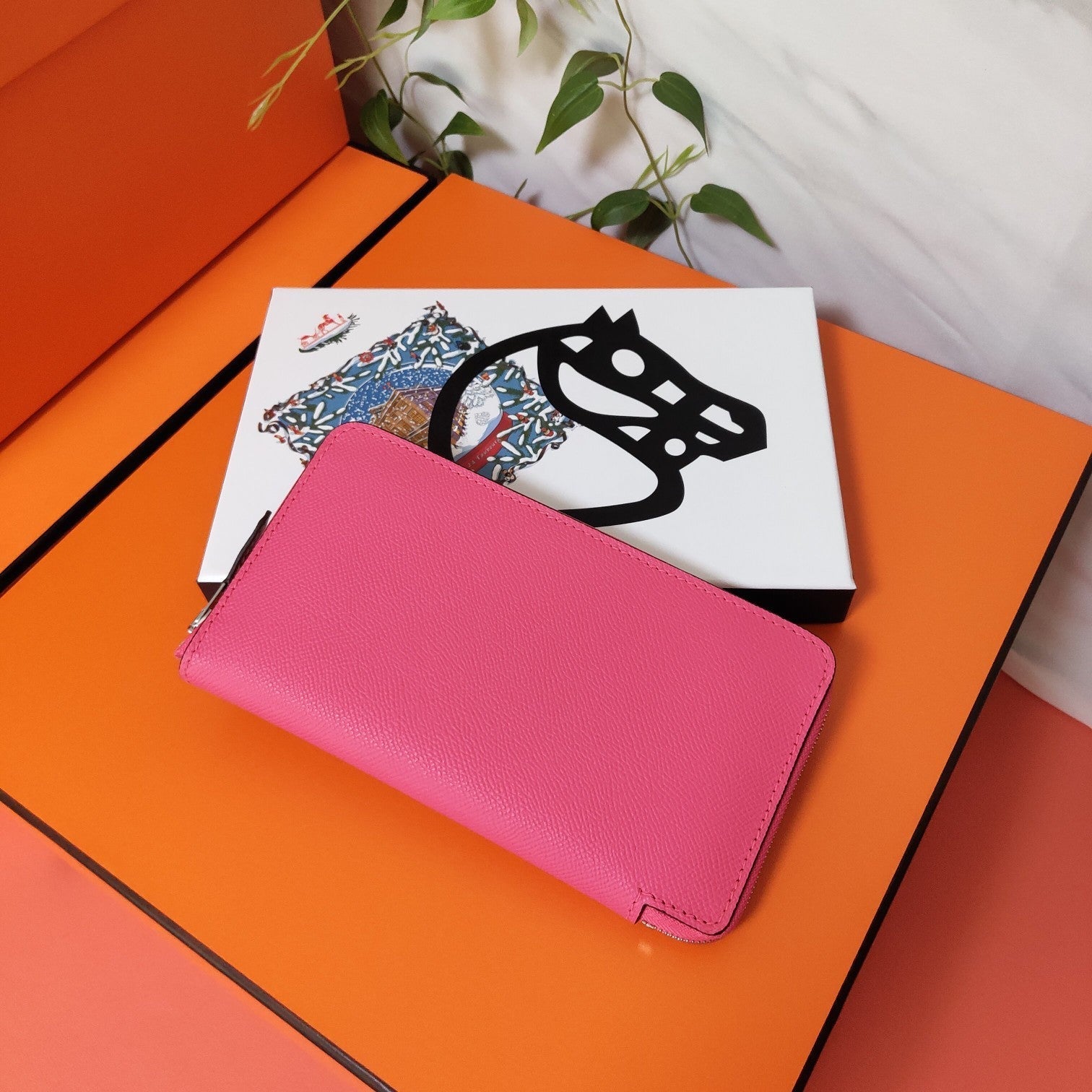 HERMES Zipper Wallet 20 Pink Epsom