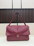 Burgundy Leather Flap Shoulder Bag