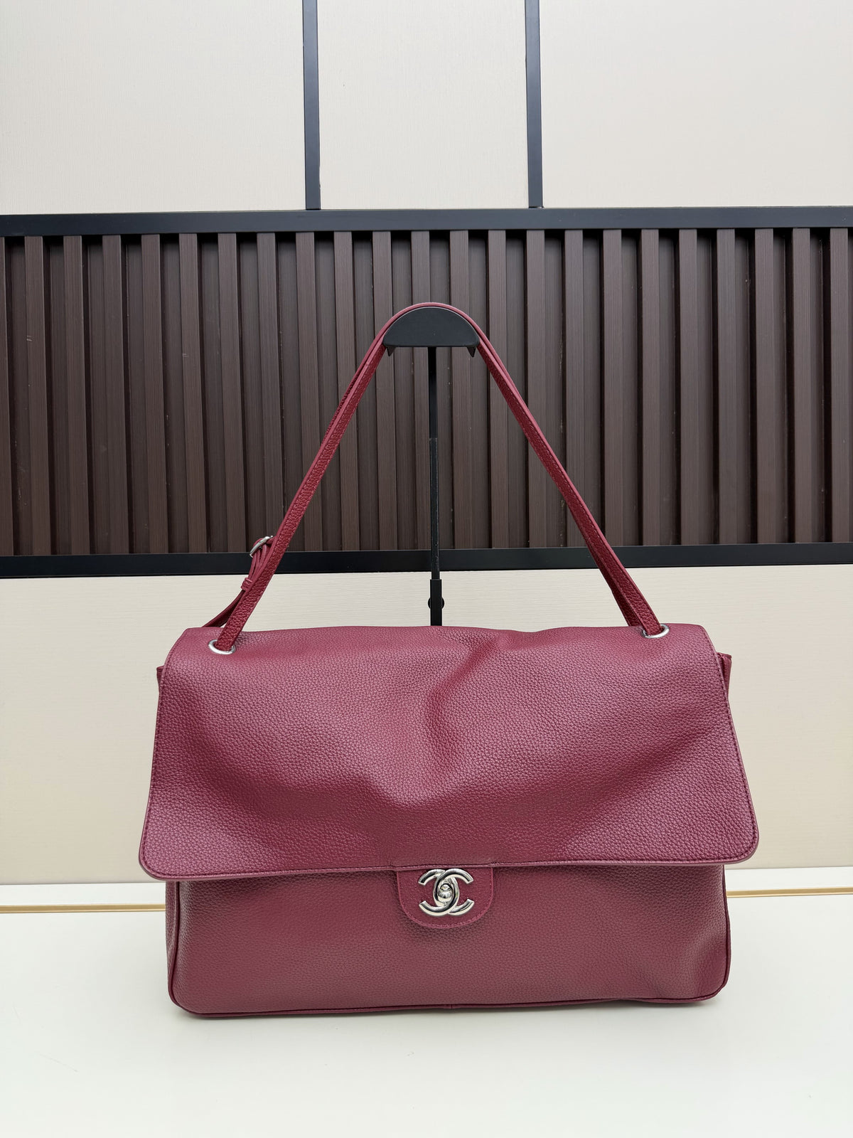 Burgundy Leather Flap Shoulder Bag