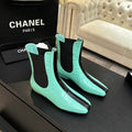Chanel Croc-Embossed Chelsea Ankle Boots – Mint & Black