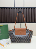 Goyard Structured Monogram Tote with Leather Accents