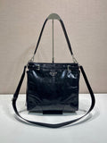 Prada Black Patent Leather Dual-Strap Shoulder Bag