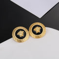 Versace Gold-Tone Greek-Key Medallion Earrings
