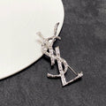 Saint Laurent Interlocking Logo-Style Silver-Tone Brooch