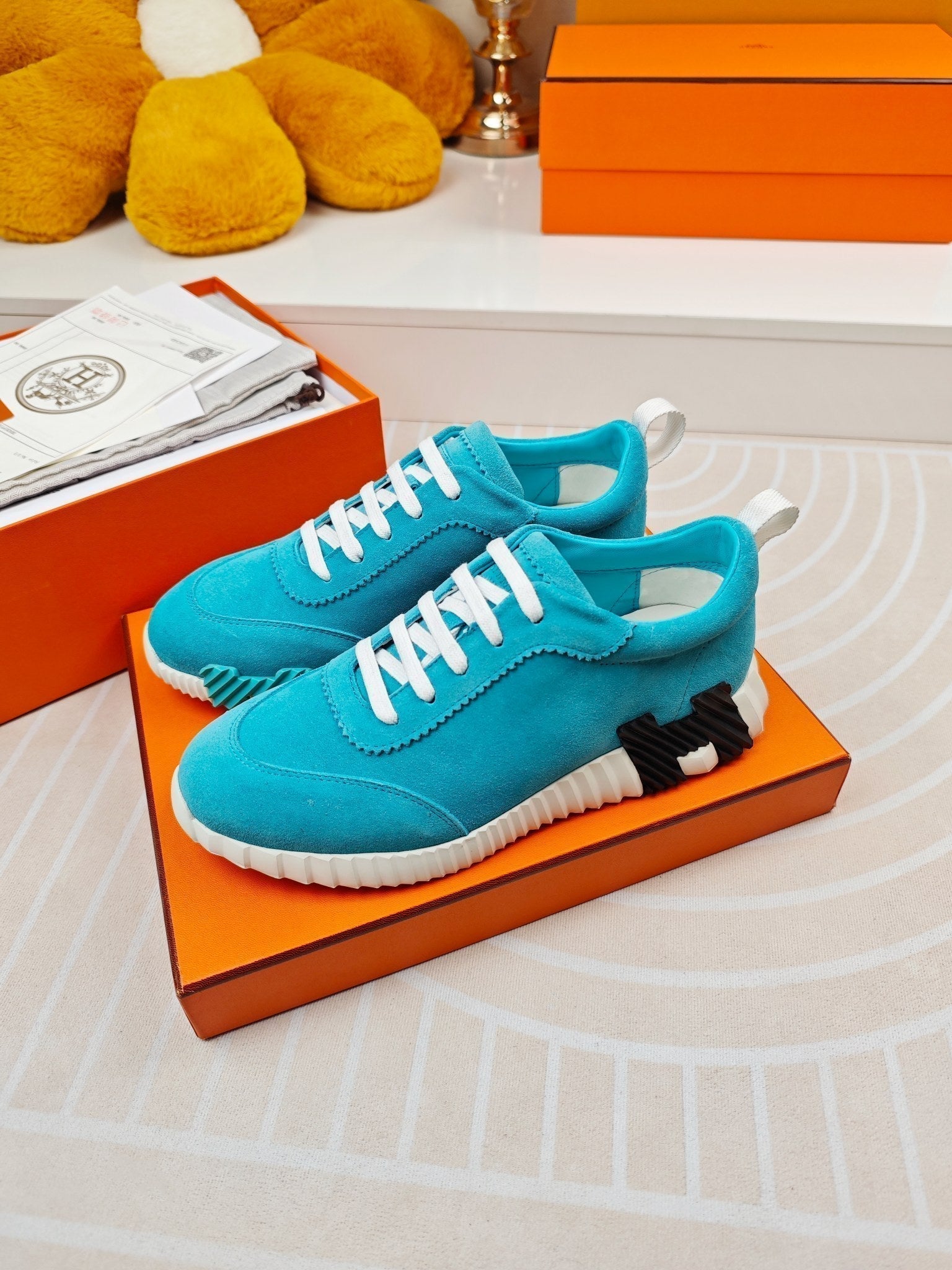 HERMES BOUNCING SNEAKERS SKY BLUE CALFSKIN